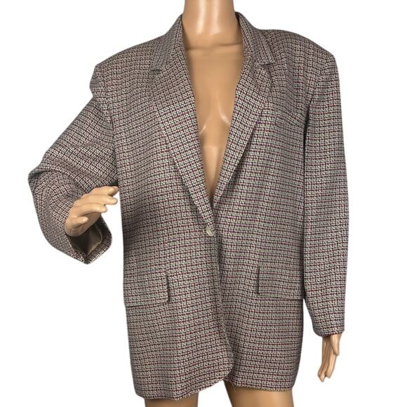 Vintage MISSONI Women’s Single Button Wool Blazer Jacket  Shoulder Pads Size 14 - Picture 1 of 11